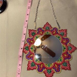 Colorful Beaded Mirror homemade diamond art.  Hang/or put on a dresser pretty